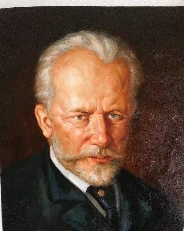 Hand-painted head-and-shoulders portrait of an older man with white hair and a full beard, in a dark jacket.