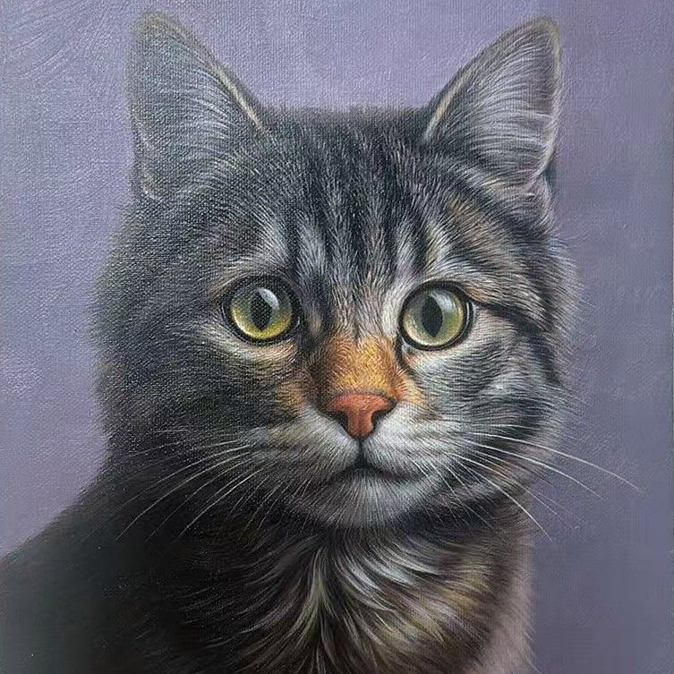 Hand-painted portrait of a Tabby Cat, showing the breed's coat and expression